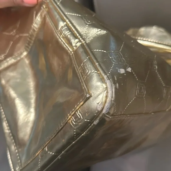 GOLD duffle bag y2k travel vacation bag metallic gold duffle bag carryon keepall - Picture 13 of 17